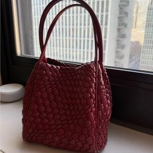 Anthropologie Red Woven Handbag